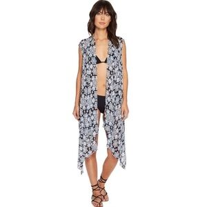 Nicole Miller Artelier La Plage Shibori Burst Viscose GGT Kimono Vest Coverup OS